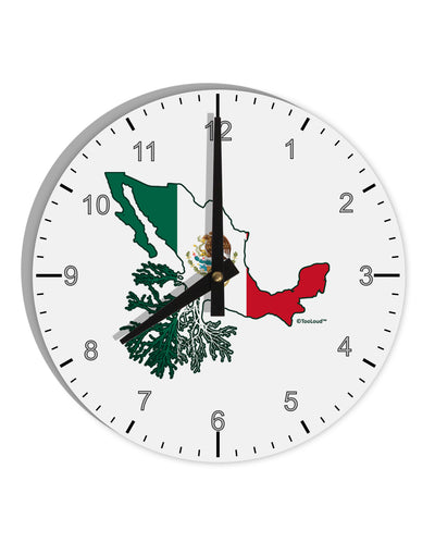 Mexican Roots - Mexico Outline Mexican Flag 10 InchRound Wall Clock with Numbers by TooLoud-Wall Clock-TooLoud-White-Davson Sales