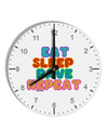 Eat Sleep Rave Repeat Hypnotic 10 InchRound Wall Clock with Numbers by TooLoud-Wall Clock-TooLoud-White-Davson Sales