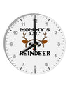 Mommy's Lil Reindeer Boy 10 InchRound Wall Clock with Numbers-Wall Clock-TooLoud-White-Davson Sales