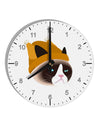 Disgruntled Cat Wearing Turkey Hat 10 InchRound Wall Clock with Numbers by TooLoud-Wall Clock-TooLoud-White-Davson Sales
