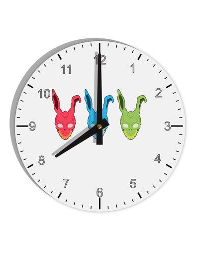 Scary Bunny Tri-color 10 InchRound Wall Clock with Numbers-Wall Clock-TooLoud-White-Davson Sales