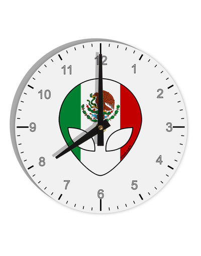 Mexican Flag Extraterrestrial 10 InchRound Wall Clock with Numbers by TooLoud-Wall Clock-TooLoud-White-Davson Sales