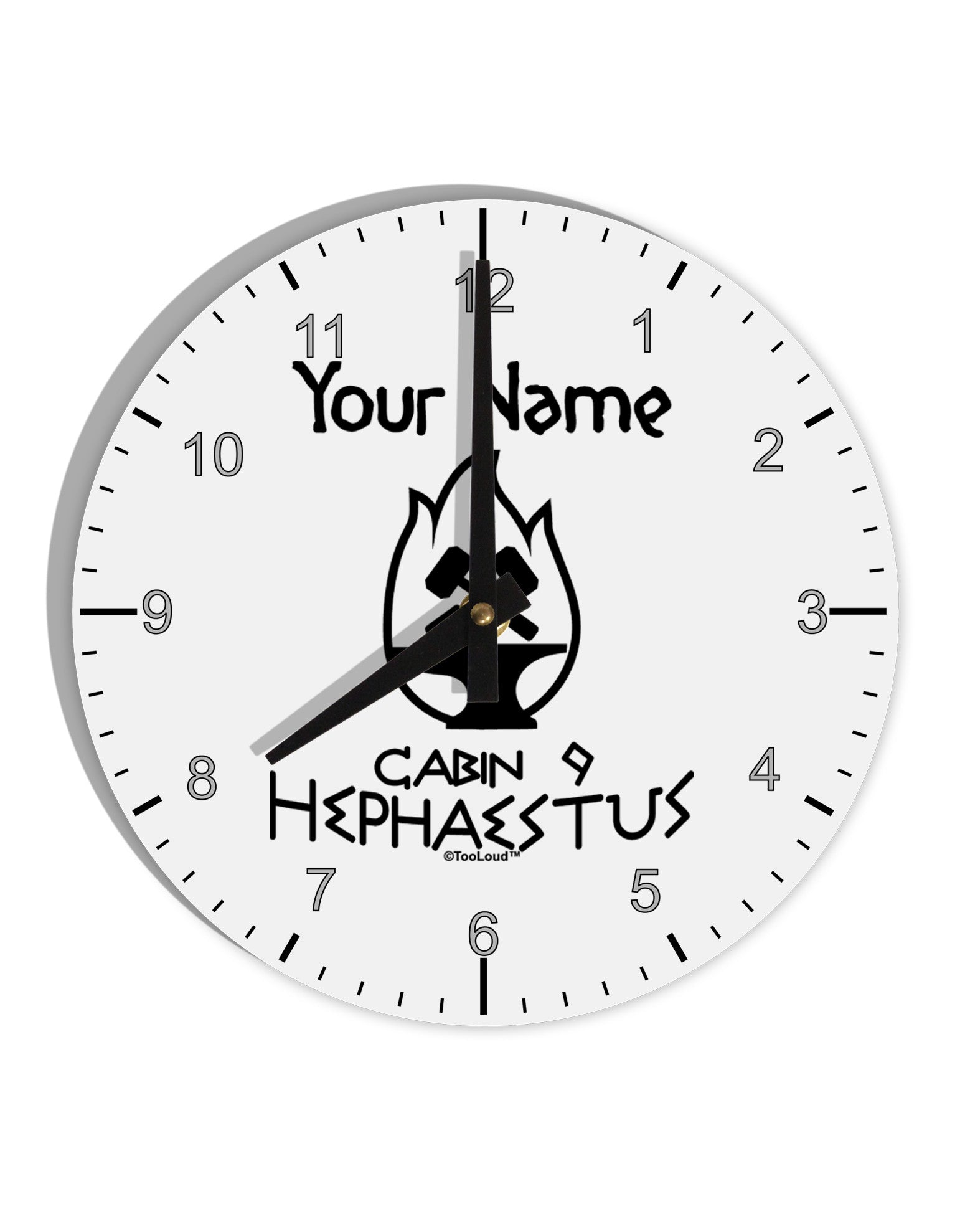 Personalized Cabin 9 Hephaestus 10 InchRound Wall Clock with Numbers-Wall Clock-TooLoud-White-Davson Sales
