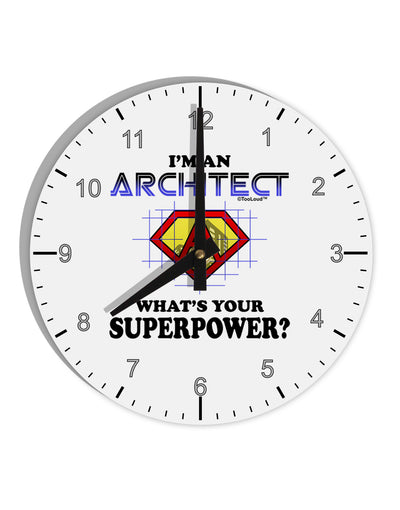 Architect - Superpower 10 InchRound Wall Clock with Numbers-Wall Clock-TooLoud-White-Davson Sales