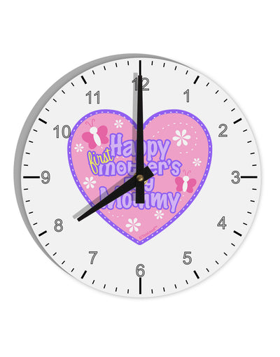 Happy First Mother's Day Mommy - Pink 10 InchRound Wall Clock with Numbers by TooLoud-Wall Clock-TooLoud-White-Davson Sales