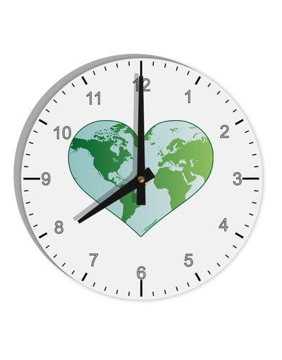 World Globe Heart 10 InchRound Wall Clock with Numbers-Wall Clock-TooLoud-White-Davson Sales