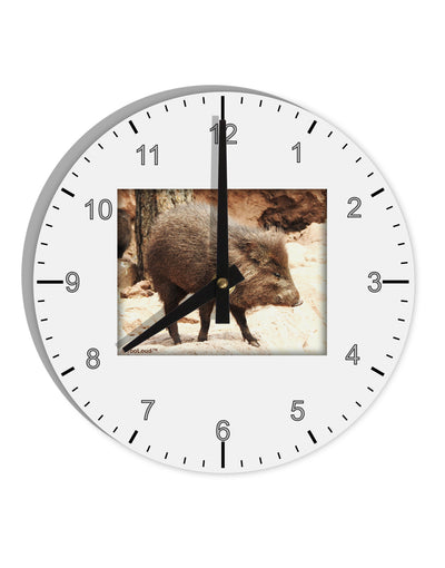 Little Javelina 10 InchRound Wall Clock with Numbers-Wall Clock-TooLoud-White-Davson Sales