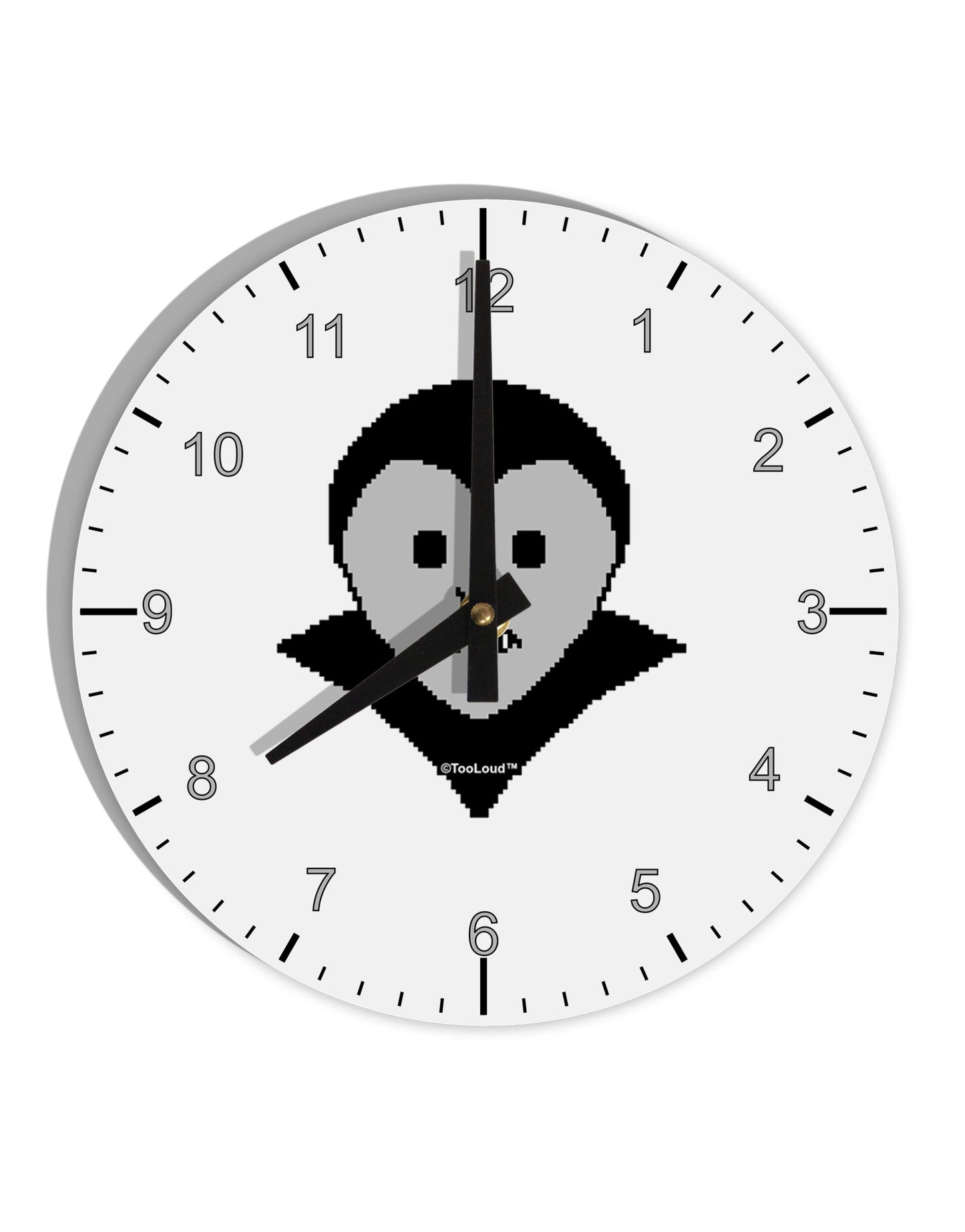Cute Pixel Vampire Male 10 InchRound Wall Clock with Numbers-Wall Clock-TooLoud-White-Davson Sales