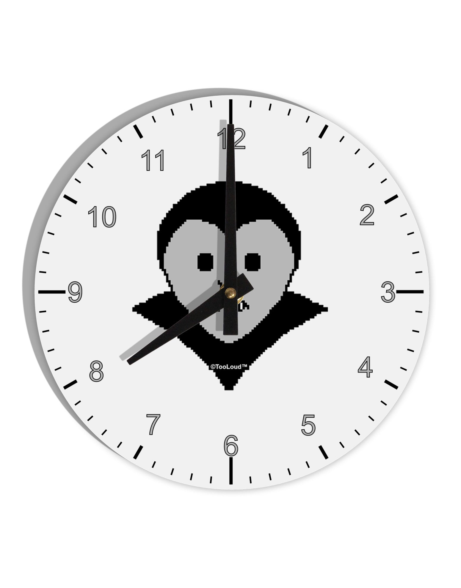 Cute Pixel Vampire Male 10 InchRound Wall Clock with Numbers-Wall Clock-TooLoud-White-Davson Sales