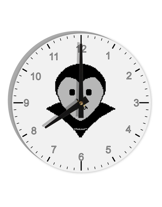 Cute Pixel Vampire Male 10 InchRound Wall Clock with Numbers-Wall Clock-TooLoud-White-Davson Sales