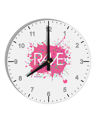 Rave Splatter Pink 10 InchRound Wall Clock with Numbers-Wall Clock-TooLoud-White-Davson Sales