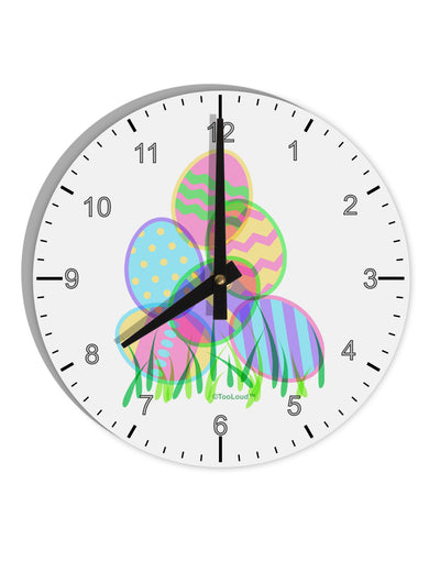 Gel Look Easter Eggs 10 InchRound Wall Clock with Numbers-Wall Clock-TooLoud-White-Davson Sales