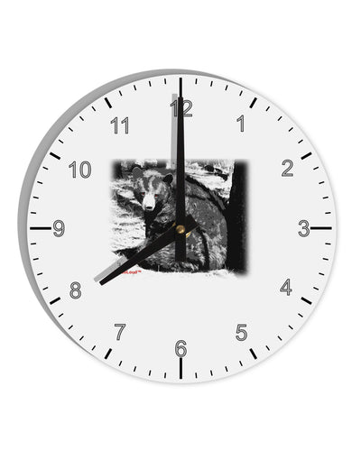 Creepy Black Bear 10 InchRound Wall Clock with Numbers-Wall Clock-TooLoud-White-Davson Sales