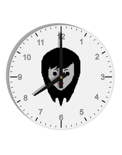 Cute Pixel Vampire Female 10 InchRound Wall Clock with Numbers-Wall Clock-TooLoud-White-Davson Sales