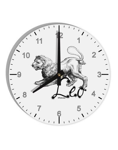 Leo Illustration 10 InchRound Wall Clock with Numbers-Wall Clock-TooLoud-White-Davson Sales