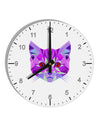 Geometric Kitty Purple 10 InchRound Wall Clock with Numbers-Wall Clock-TooLoud-White-Davson Sales