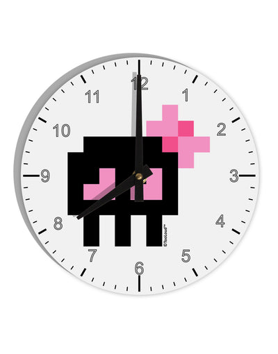 Retro 8-Bit Skull with Pink Bow 10 InchRound Wall Clock with Numbers-Wall Clock-TooLoud-White-Davson Sales