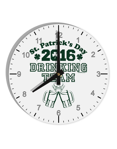 St Patricks Day Drinking Team 10 InchRound Wall Clock with Numbers-Wall Clock-TooLoud-White-Davson Sales