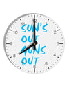 Suns Out Guns Out - Blue 10 InchRound Wall Clock with Numbers-Wall Clock-TooLoud-White-Davson Sales