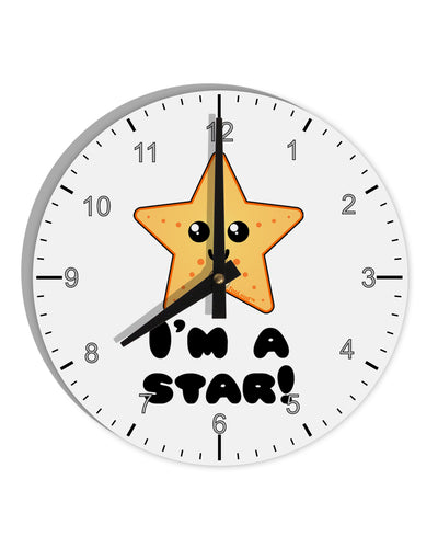 Cute Starfish - I am a Star 10 InchRound Wall Clock with Numbers by TooLoud-Wall Clock-TooLoud-White-Davson Sales