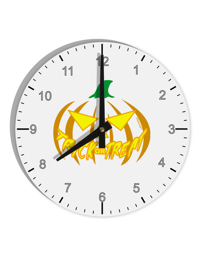 Trick or Treat Jack Yellow 10 InchRound Wall Clock with Numbers-Wall Clock-TooLoud-White-Davson Sales