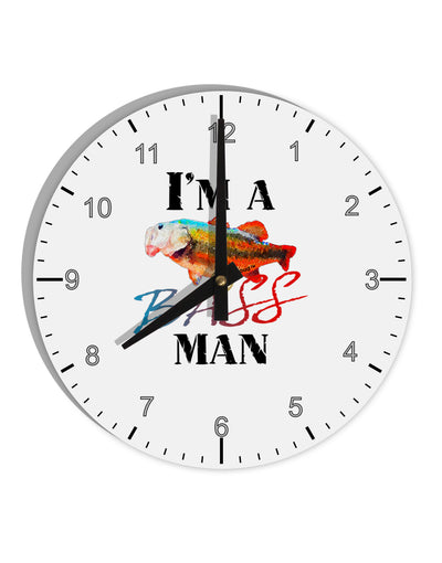 I'm A Bass Man Watercolor 10 InchRound Wall Clock with Numbers-Wall Clock-TooLoud-White-Davson Sales