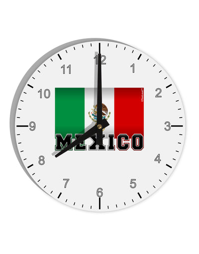 Mexico Flag 10 InchRound Wall Clock with Numbers-Wall Clock-TooLoud-White-Davson Sales