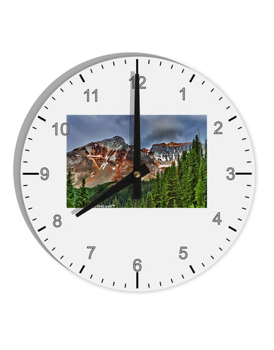 Colorado Mountains Forrest 10 InchRound Wall Clock with Numbers-Wall Clock-TooLoud-White-Davson Sales