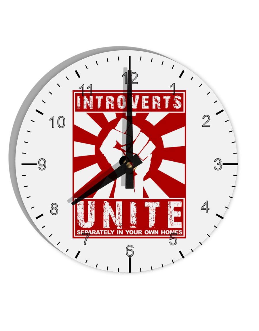 Introverts Unite Funny 10 InchRound Wall Clock with Numbers by TooLoud-Wall Clock-TooLoud-White-Davson Sales