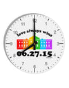 Love Always Wins with Date - Marriage Equality 10 InchRound Wall Clock with Numbers-Wall Clock-TooLoud-White-Davson Sales