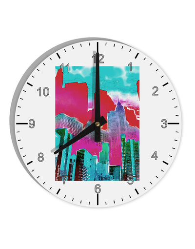 Chicago Abstract 2 Watercolor 10 InchRound Wall Clock with Numbers-Wall Clock-TooLoud-White-Davson Sales