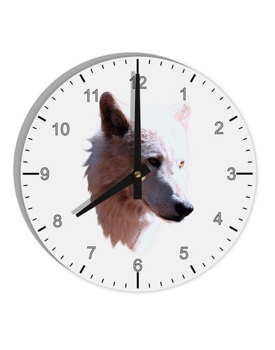 Magnificent White Wolf Head 10 InchRound Wall Clock with Numbers-Wall Clock-TooLoud-White-Davson Sales