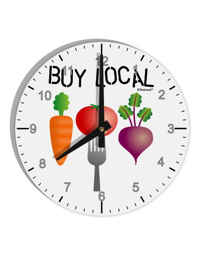 Buy Local - Vegetables Design 10 InchRound Wall Clock with Numbers-Wall Clock-TooLoud-White-Davson Sales