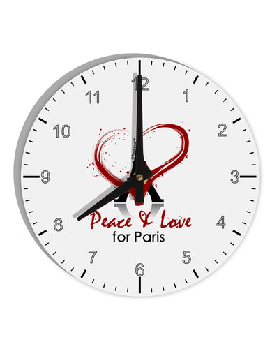 Peace & Love For Paris 10 InchRound Wall Clock with Numbers-Wall Clock-TooLoud-White-Davson Sales