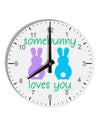 Somebunny Loves You 10 InchRound Wall Clock with Numbers by TooLoud-Wall Clock-TooLoud-White-Davson Sales