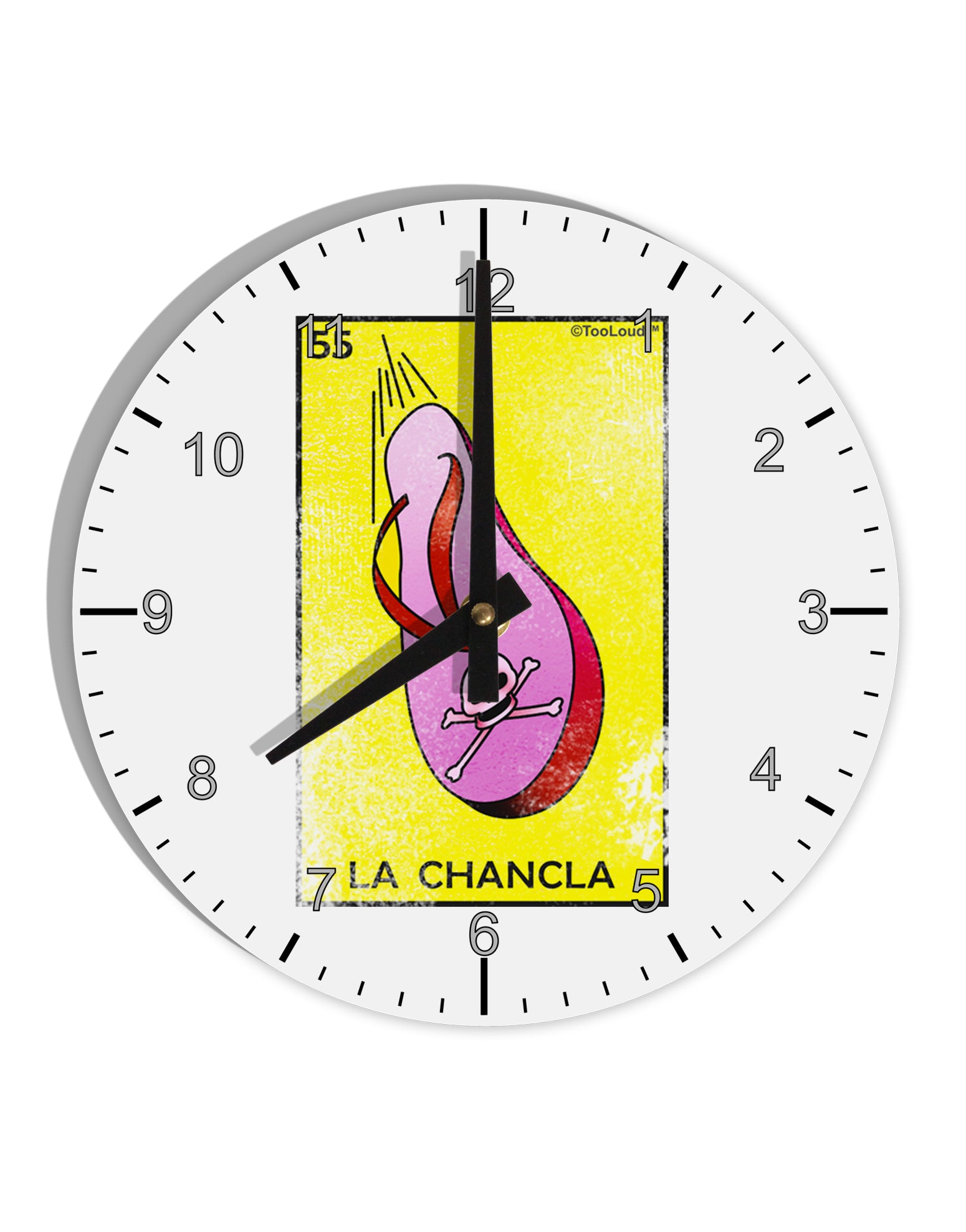 La Chancla Loteria Distressed 10 InchRound Wall Clock with Numbers by TooLoud-Wall Clock-TooLoud-White-Davson Sales