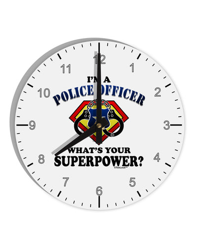 Police Officer - Superpower 10 InchRound Wall Clock with Numbers-Wall Clock-TooLoud-White-Davson Sales