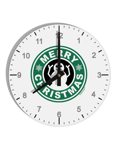 Merry Christmas Latte Logo 10 InchRound Wall Clock with Numbers-Wall Clock-TooLoud-White-Davson Sales