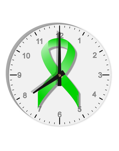 Lyme Disease Awareness Ribbon - Lime Green 10 InchRound Wall Clock with Numbers-Wall Clock-TooLoud-White-Davson Sales