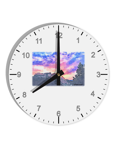 Colorado Rainbow Sunset Watercolor 10 InchRound Wall Clock with Numbers-Wall Clock-TooLoud-White-Davson Sales