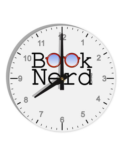 Book Nerd 10 InchRound Wall Clock with Numbers-Wall Clock-TooLoud-White-Davson Sales