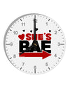 She's BAE - Right Arrow 10 InchRound Wall Clock with Numbers-Wall Clock-TooLoud-White-Davson Sales