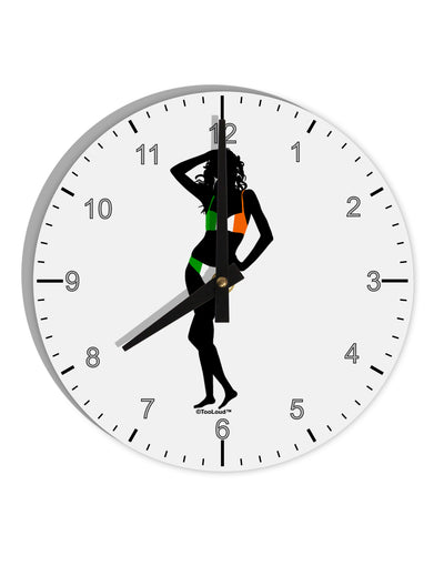 Irish Flag Bikini Shadow 10 InchRound Wall Clock with Numbers by TooLoud-Wall Clock-TooLoud-White-Davson Sales