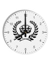 Crown and Laurel 10 InchRound Wall Clock with Numbers-Wall Clock-TooLoud-White-Davson Sales