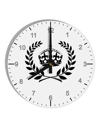 Crown and Laurel 10 InchRound Wall Clock with Numbers-Wall Clock-TooLoud-White-Davson Sales