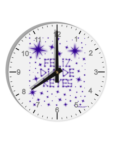 Feliz Dia de Reyes - Estrellas Brillantes 10 InchRound Wall Clock with Numbers by TooLoud-Wall Clock-TooLoud-White-Davson Sales