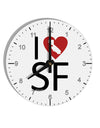 I Heart San Francisco 10 InchRound Wall Clock with Numbers-Wall Clock-TooLoud-White-Davson Sales