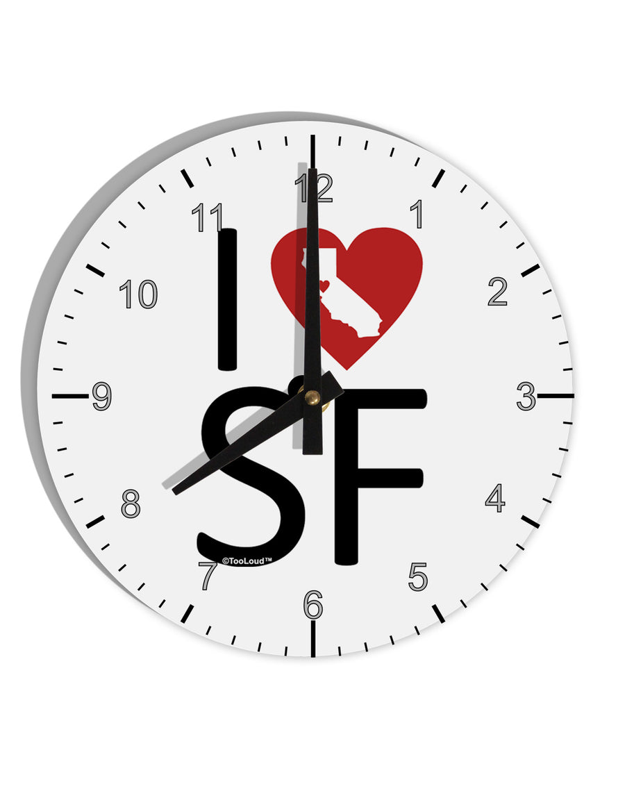 I Heart San Francisco 10 InchRound Wall Clock with Numbers-Wall Clock-TooLoud-White-Davson Sales