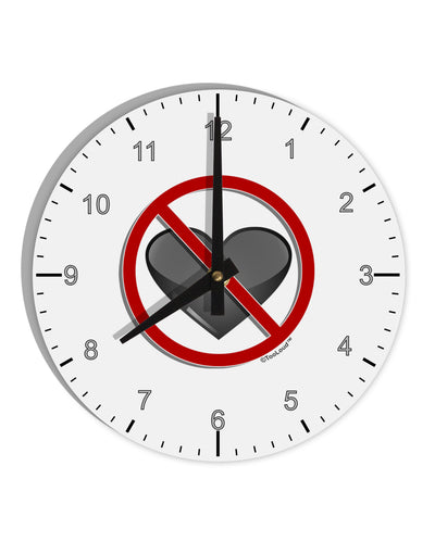 No Love Symbol 10 InchRound Wall Clock with Numbers-Wall Clock-TooLoud-White-Davson Sales