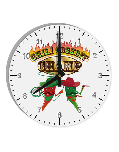 Cowboy Chili Cookoff Champ 10 InchRound Wall Clock with Numbers-Wall Clock-TooLoud-White-Davson Sales